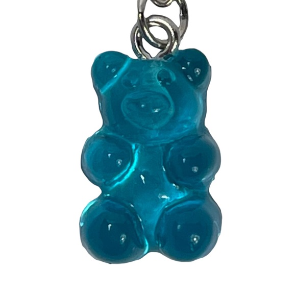 Blue & orange clear plastic gummy bear dangle pendant earrings bundle of 2 NEW - Picture 3 of 9